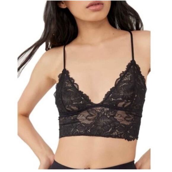 Free People 2 Pack Everyday Lace Longline Brami Camisole Black Bralette K778 - Picture 7 of 7